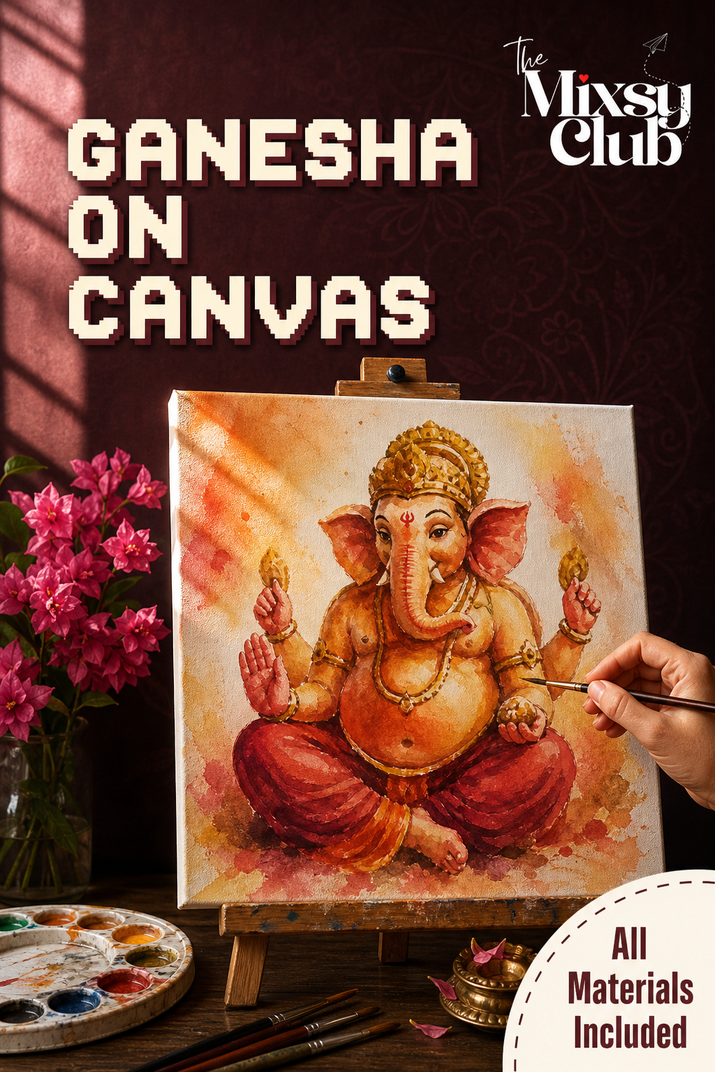 Ganesha On Canvas workshop in Powai, Mumbai