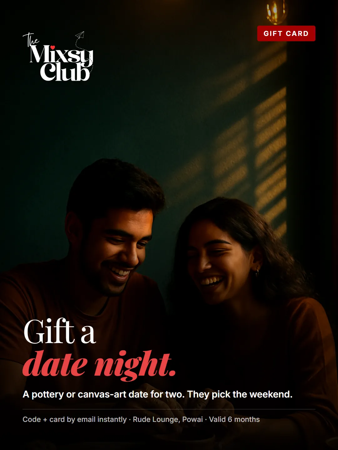 Mixsy gift card — date night workshop for two in Powai, Mumbai